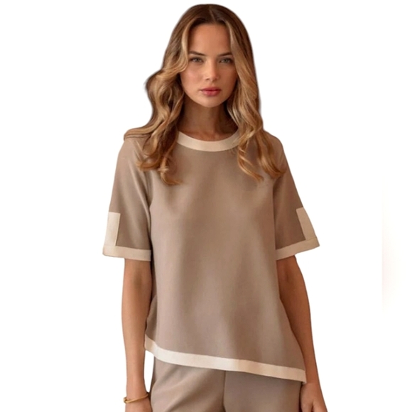 Joh Kaya Knit Asymmetric Top In Khaki Size Large Timeless Classic - Picture 7 of 11